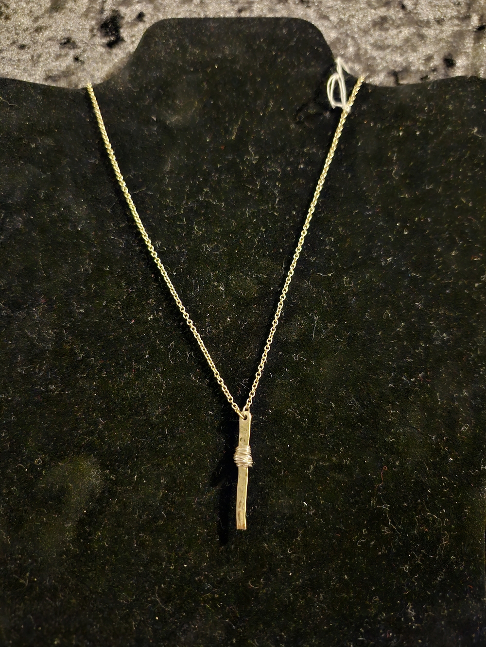 CANVAS Gold-Tone Hammered Bar & Wire Wrapped Pendant Necklace
